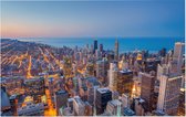 Skyline van Chicago Downtown tijdens avondschemering - Foto op Forex - 120 x 80 cm
