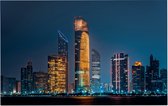 Skyline van Abu Dhabi business district bij nacht - Foto op Forex - 90 x 60 cm