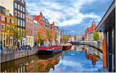 Kleurrijk beeld van het Amsterlkanaal in Amsterdam  - Foto op Forex - 90 x 60 cm