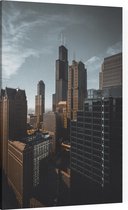 Sears Willis Tower in de kenmerkende skyline van Chicago - Foto op Canvas - 60 x 90 cm