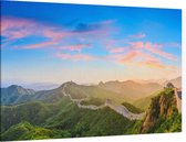 Panorama van de Grote Chinese Muur bij zonsopkomst - Foto op Canvas - 90 x 60 cm
