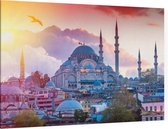 Stadsgezicht van Istanbul met de Süleymaniye Moskee - Foto op Canvas - 150 x 100 cm