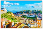 Uitzicht op de kleurrijke wijk Alfama in Lissabon - Foto op Akoestisch paneel - 225 x 150 cm