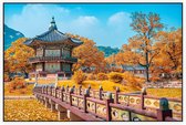 Het Gyeongbokgung paleis tijdens de herfst in Seoul - Foto op Akoestisch paneel - 120 x 80 cm