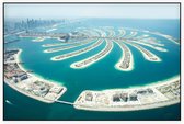 Indrukwekkende close-up van Palm Island op zee in Dubai - Foto op Akoestisch paneel - 225 x 150 cm