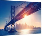 De skyline van de San Francisco Oakland Bay Bridge - Foto op Plexiglas - 90 x 60 cm