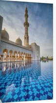 Waterpartij voor Moskee van Sjeik Zayed in Abu Dhabi - Foto op Plexiglas - 40 x 60 cm