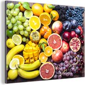 Wanddecoratie Metaal - Aluminium Schilderij Industrieel - Fruit - Regenboog - Kleuren - 80x60 cm - Dibond - Foto op aluminium - Industriële muurdecoratie - Voor de woonkamer/slaapkamer