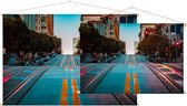 Steile heuvel op California Street in San Francisco - Foto op Textielposter - 45 x 30 cm