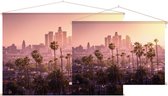 Palmbomen voor de prachtige skyline van Los Angeles - Foto op Textielposter - 90 x 60 cm