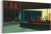 Wanddecoratie Metaal - Aluminium Schilderij Industrieel - Nighthawks - Edward Hopper - 40x20 cm - Dibond - Foto op aluminium - Industriële muurdecoratie - Voor de woonkamer/slaapkamer