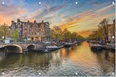 De Amsterdamse grachtengordel bij zonsondergang - Foto op Tuinposter - 150 x 100 cm