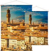 De toren van Palazzo Vecchio voor de heuvels van Florence - Foto op Textielposter - 40 x 60 cm