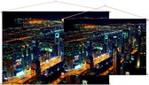 De imposante skyline van downtown Dubai bij nacht - Foto op Textielposter - 120 x 80 cm