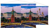 Brug over de Moskou-rivier voor de torens van het Kremlin - Foto op Textielposter - 120 x 80 cm