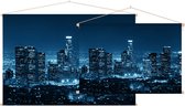 Skyline van nachtelijk Los Angeles City Center - Foto op Textielposter - 90 x 60 cm