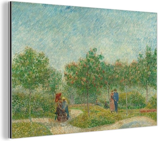 Wanddecoratie Metaal - Aluminium Schilderij Industrieel - Tuin met geliefden - Vincent van Gogh - 60x40 cm - Dibond - Foto op aluminium - Industriële muurdecoratie - Voor de woonkamer/slaapkamer