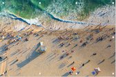 Luchtfoto van het strand in Santa Monica in Los Angeles - Foto op Tuinposter - 60 x 40 cm