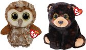 Ty - Knuffel - Beanie Buddy - Percy Owl & Kodi Bear