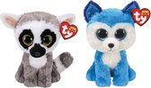 Ty - Knuffel - Beanie Boo's - Linus Lemur & Prince Husky