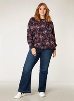 YESTA Bernice Essential Blouse - Dark Navy/Multi Colo - maat 4(54/56)