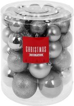 Luxe Kerstballen Plastic - Kerstballenset - 44 stuks - Hard Plastic - Zilver