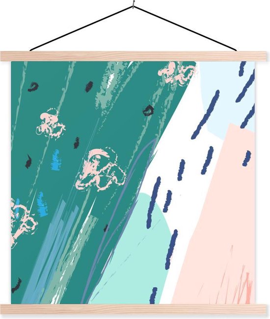 Porte-affiche avec affiche - Affiche scolaire - Été - Abstrait - Blauw - 40x40 cm - Lattes vierges