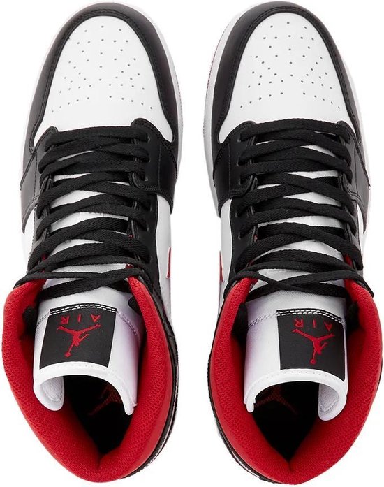 jordan mid 1 gym red black white