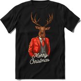 Classy hert Kerst T-shirt| Dames/Heren|Grappige Foute kersttrui Shirt Cadeau|Mannen/Vrouwen|Leuke Elf, Rendier, Kerstboom en Kerstballen Ontwerpen. maat L