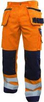 Dassy Glasgow Hoge zichtbaarheidsholsterzakkenkbroek met kniezakken 200899 - binnenbeenlengte Standaard (81-86 cm) - Fluo-Oranje/Marineblauw - 60