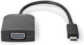 Nedis USB-C Adapter - USB 3.2 Gen 1 - USB-C Male - VGA Female 15p - 1920x1200 - 5 Gbps - 0.20 m - Rond - Vernikkeld - PVC - Zwart - Polybag