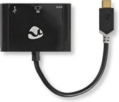 USB-Adapter | USB 3.2 Gen 1 | USB-C™ Male | HDMI™ Output / USB-A Female / USB-C™ Female | 5 Gbps | 0.20 m | Rond | Verguld | PVC | Antraciet | Window Box