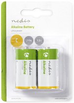 Nedis Alkaline-Batterij C | 1.50 V | C / MN1400 / MX1400 / 14A / 8000 | Aantal batterijen: 2 Stuks | Blister | LR14 | Geel / Groen