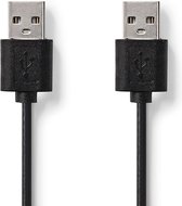 USB-Kabel | USB 2.0 | USB-A Male | USB-A Male | 480 Mbps | Vernikkeld | 3.00 m | Rond | PVC | Zwart | Label