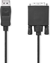 Nedis DisplayPort-Kabel | DisplayPort Male | DVI-D 24+1-Pins Male | 1080p | Vernikkeld | 2.00 m | Rond | PVC | Zwart | Doos