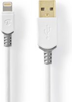 USB-Kabel | USB 2.0 | Apple Lightning 8-Pins | USB-A Male | 480 Mbps | Verguld | 2.00 m | Rond | PVC | Grijs / Wit | Polybag