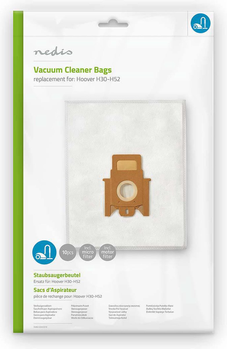 Nedis Stofzuigerzak - 10 Stuks - Synthetisch - Meest verkocht voor: Hoover H30-H52 - Wit