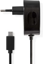 Chargeur domestique USB-C Nedis avec câble fixe - 3A / noir - 1 mètre