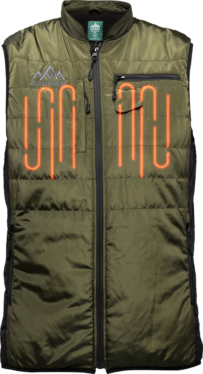 Heat Experience Men`s Heated Hunting Vest 3XL - Verwarmd vest - Verwarmde kleding - Groen