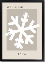 Kerstposter ART GALERIE Snow - Zand A4 + fotolijst zwart 21x29,7cm