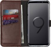 Samsung Galaxy S9 Hoesje met Pasjeshouder - Selencia Echt Lederen Booktype - Bruin