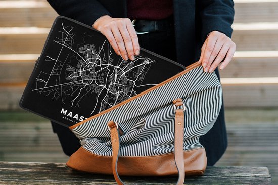 Housse pour ordinateur portable 13 pouces - Carte - Maastricht - Zwart - Housse pour ordinateur portable