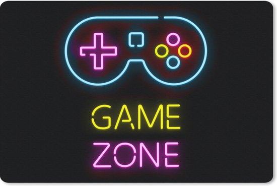 Gaming Muismat - Mousepad - 60x40 cm - Controller - Game - Neon - Zwart - Quotes - Game zone - Geschikt voor Gaming Muis en Gaming PC set - Schoolspullen tieners