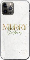 Geschikt voor iPhone 13 Pro hoesje - Kerst - Quotes - Merry Christmas - Spreuken - Goud - Siliconen Telefoonhoesje