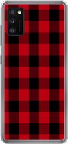 Geschikt voor Samsung Galaxy A41 hoesje - Plaid - Zwart - Rood - Siliconen Telefoonhoesje