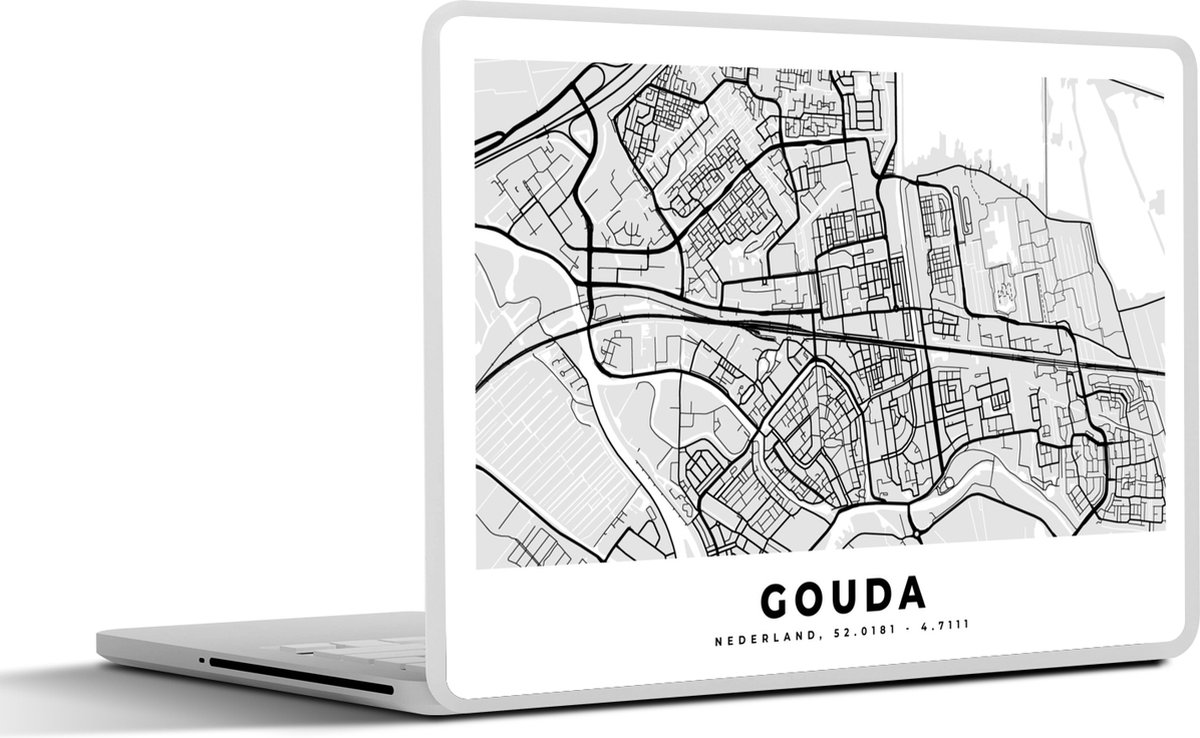 Laptop sticker - 12.3 inch - Kaart - Gouda - Nederland - 30x22cm - Laptopstickers - Laptop skin - Cover