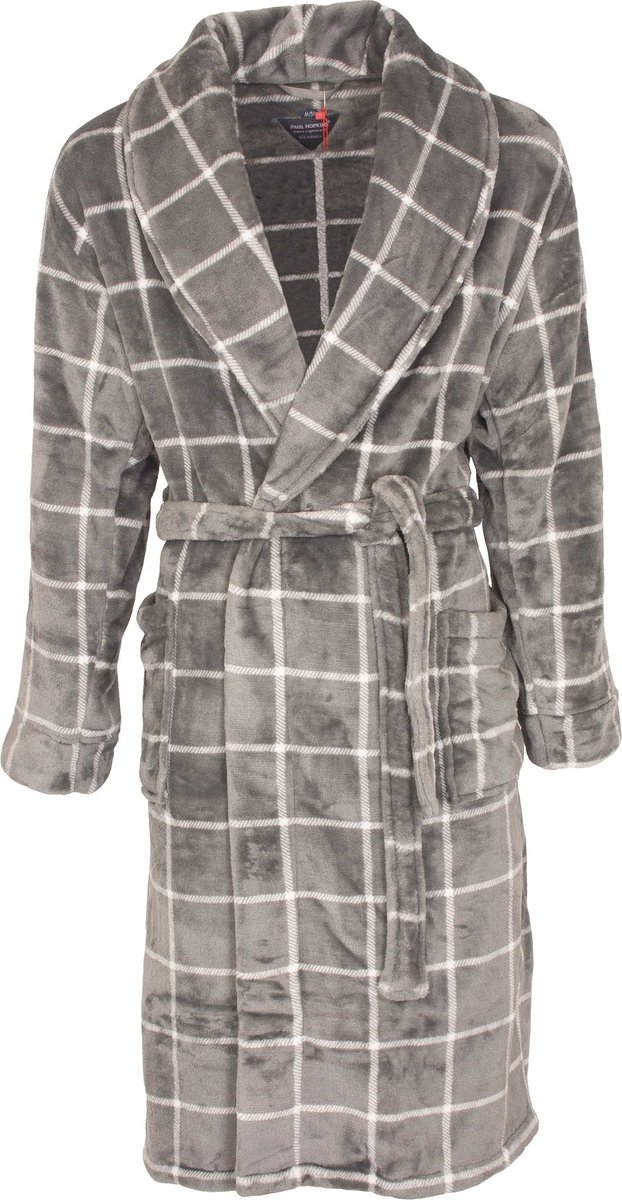 Paul Hopkins Heren Badjas - Fleece - Kamerjas - Grijs - Maat L