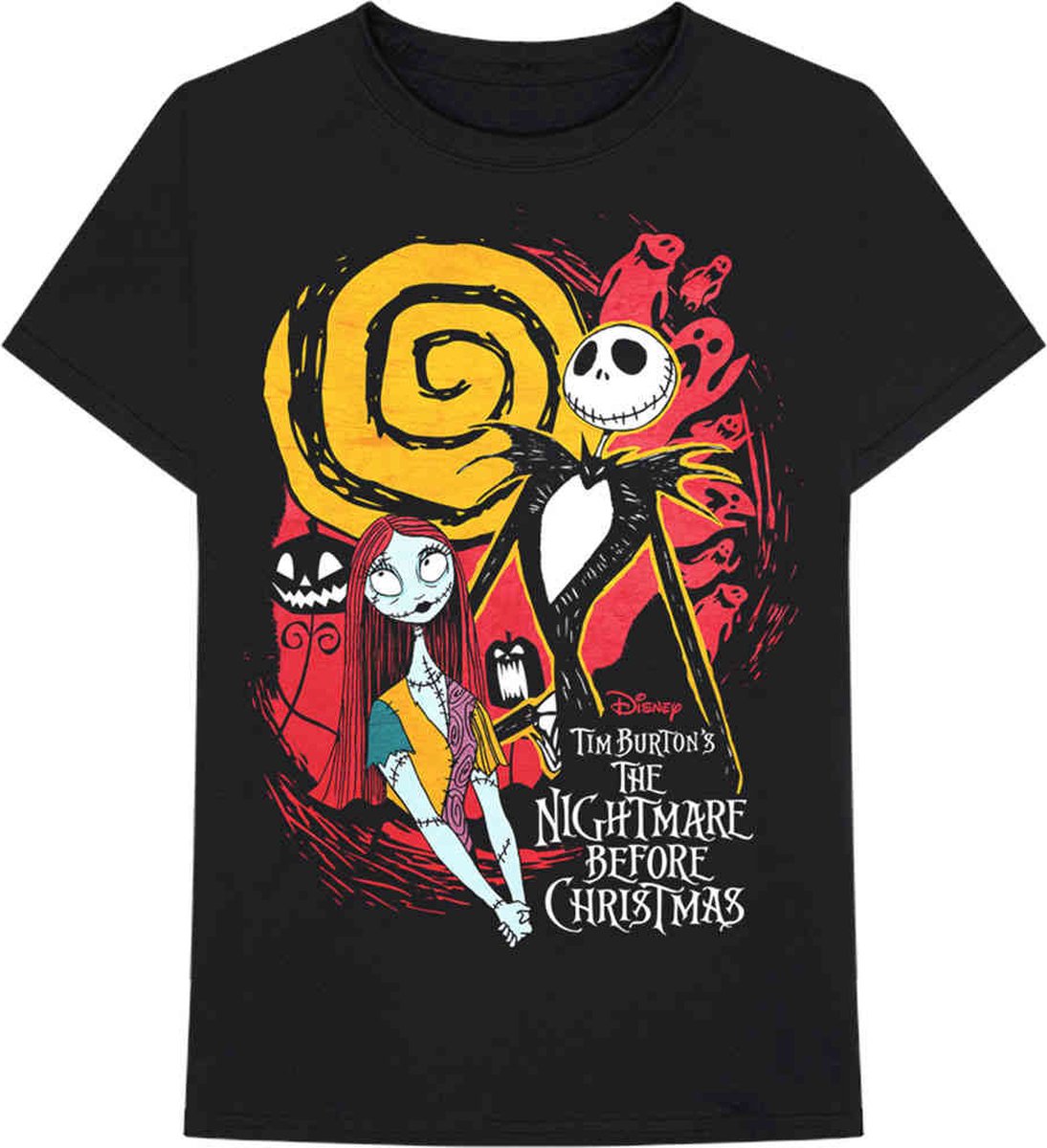 Disney The Nightmare Before Christmas Heren Tshirt -2XL- Ghosts Zwart