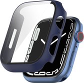 YONO Screen Protector Case geschikt voor Apple Watch Series 7 / 8 / 9 (45 mm) - Full Cover Bumper Hoesje iWatch - Donkerblauw
