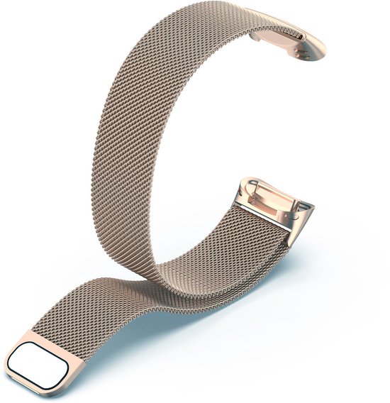 Milanese Band geschikt voor Fitbit Charge 5 - Retro Goud - Geschikt Voor Fitbit - Horlogeband - Armband - Polsband